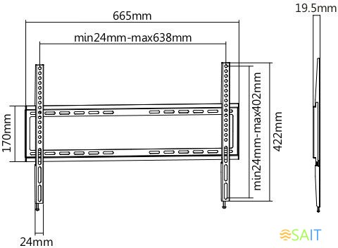 Кронштейн для телевизора Ultramounts UM814F черный 37"-70" макс.35кг настенный фиксированный
