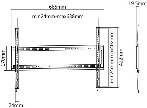 Кронштейн для телевизора Ultramounts UM814F черный 37"-70" макс.35кг настенный фиксированный