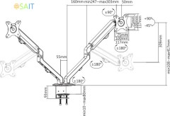 Кронштейн для мониторов Ultramounts UM729 черный 17"-27" макс.7кг крепление к столешнице поворот и наклон