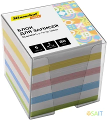 Блок для записей бумажный Silwerhof Daily Стандарт 90x90x90мм 80г/м2 ассорти 5цв.в упак. в подставке