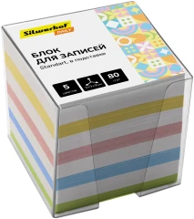 Блок для записей бумажный Silwerhof Daily Стандарт 90x90x90мм 80г/м2 ассорти 5цв.в упак. в подставке