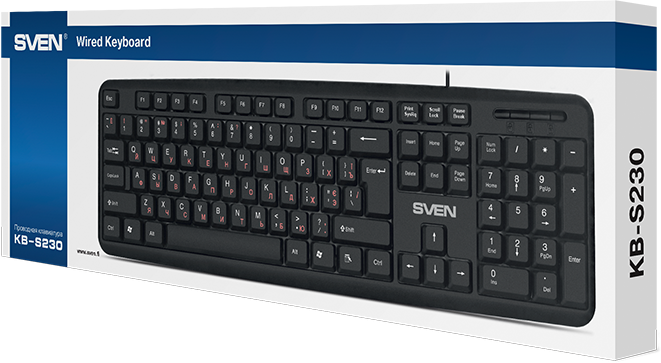 Клавиатура SVEN KB-S230 чёрная (104кл, каб. 2м) Sven KB-S230