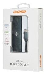Разветвитель USB-C Digma HUB-3U3.0C-UC-G 4порт. серый (HUB-3U3.0С-UC-G)