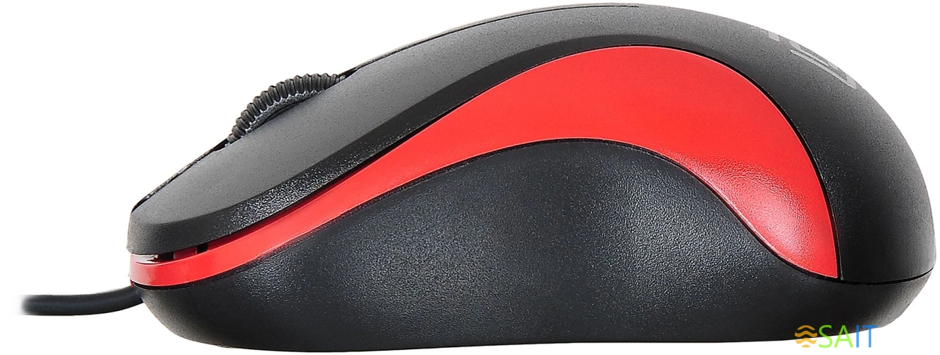 Мышь Оклик 115S черный/красный оптическая 1200dpi USB для ноутбука 3but (711637)