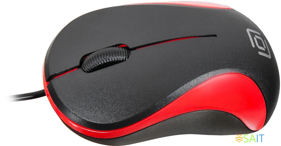Мышь Оклик 115S черный/красный оптическая 1200dpi USB для ноутбука 3but (711637)