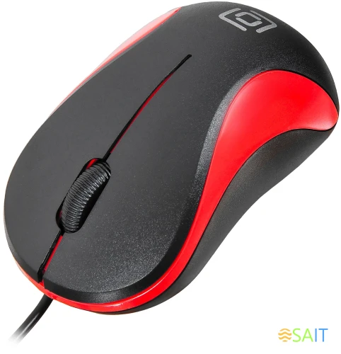 Мышь Оклик 115S черный/красный оптическая 1200dpi USB для ноутбука 3but (711637)
