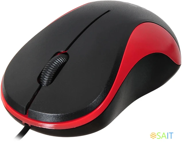 Мышь Оклик 115S черный/красный оптическая 1200dpi USB для ноутбука 3but (711637)