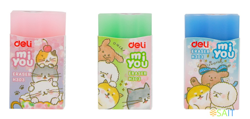 Ластик Deli MiYou EH303 прямоугольный 40x22x12мм ассорти индивидуальная картонная упаковка