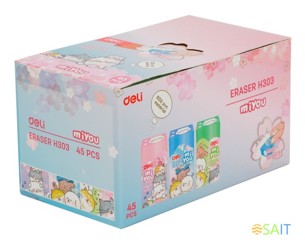 Ластик Deli MiYou EH303 прямоугольный 40x22x12мм ассорти индивидуальная картонная упаковка