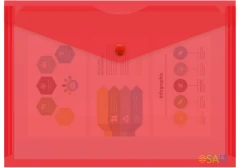 Конверт на кнопке Бюрократ -PK804A5RED A5 пластик 0.18мм красный