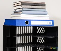 Лоток вертикальный Deli E9849 BLUE 4отд. сборный для бумаг 325x320x275мм синий пластик пластиковый пакет