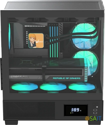 Корпус Formula Crystal E1 черный без БП ATX 5x120mm 3x140mm 2xUSB3.0 1xUSB3.1 audio bott PSU