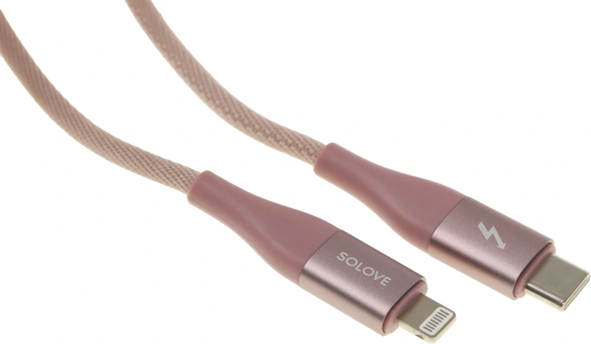 Кабель Solove DW5 DW5 PINK RUS USB Type-C (m)-Lightning (m) 1м розовый