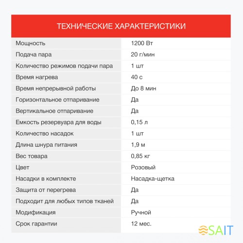 Отпариватель ручной Starwind STG1320 1200Вт розовый