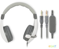 Наушники с микрофоном Оклик HS-L600 серый 1.8м мониторные оголовье (1532023)