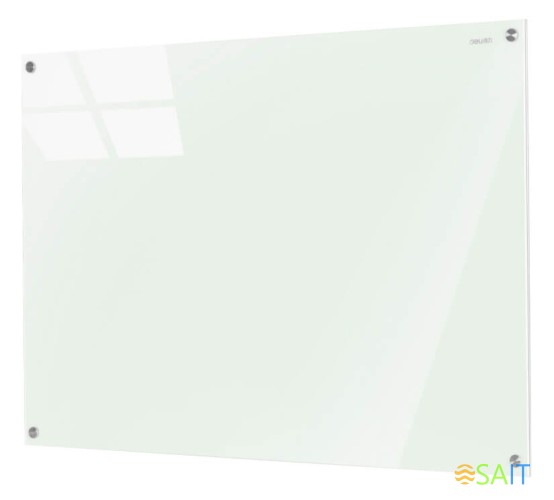 Доска стеклянная Deli 8736 стеклянная белый 90x120см стекло магнитный 4 магнита/2 маркера/стиратель