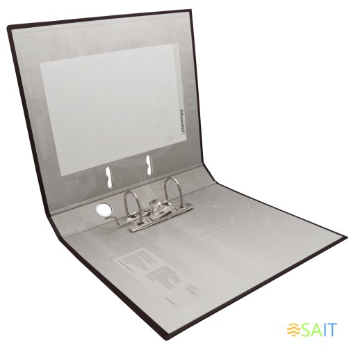 Папка-регистратор Silwerhof A4 75мм ПВХ/бумага черный без. окант. сборная смен.карм. на кор.