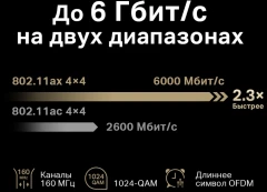 Роутер беспроводной Mercusys MR90X AX6000 100/1000/2500BASE-T черный