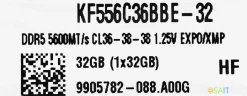 Память DDR5 32GB 5600MHz Kingston KF556C36BBE-32 Fury Beast Black RTL Gaming PC5-44800 CL36 DIMM 288-pin 1.25В single rank с радиатором Ret
