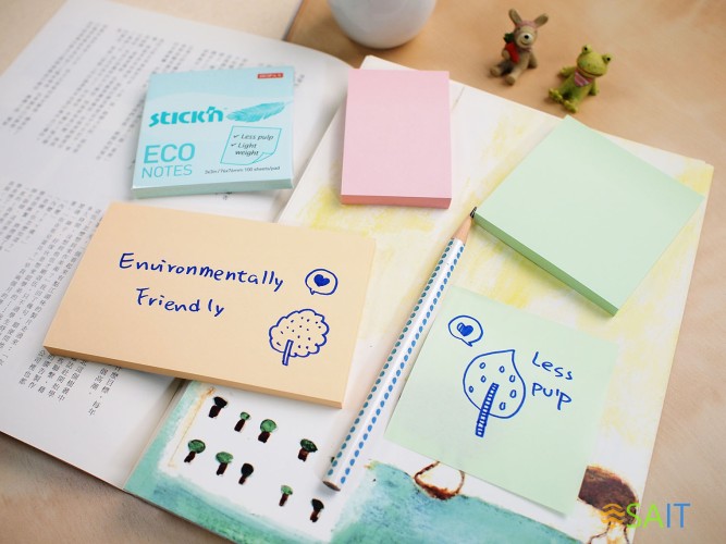 Блок самоклеящийся бумажный Stick`n ECO 21748 76x76мм 100лист. 60г/м2 пастель зеленый