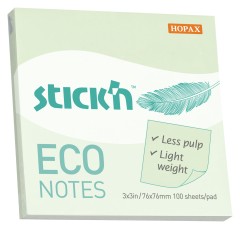 Блок самоклеящийся бумажный Stick`n ECO 21748 76x76мм 100лист. 60г/м2 пастель зеленый