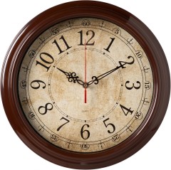 Часы настенные аналоговые Бюрократ WallC-R77P D35см коричневый (WALLC-R77P35/BROWN)