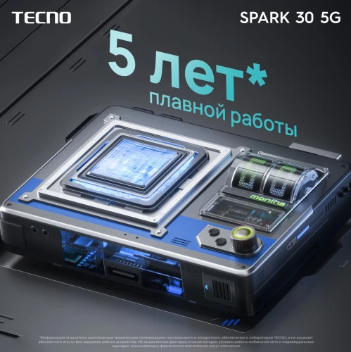 Смартфон Tecno Spark 30 5G 128Gb 6Gb белый моноблок 3G 4G 2Sim 6.67" 720x1600 Android 14 108Mpix 802.11 a/b/g/n/ac NFC GPS GSM900/1800 Protect FM microSD max1024Gb