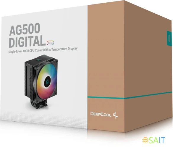 Устройство охлаждения(кулер) Deepcool AG500 Digital ARGB ARGB Soc-AM5/AM4/1200/1700/1851 черный 4-pin 29.4dB Al+Cu LCD 240W 845gr Ret (R-AG500-BKADMN-G-1)