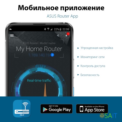 Роутер беспроводной Asus RT-AX88U PRO AX6000 10/100/1000/2500BASE-TX/4G ready черный