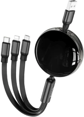 Кабель Hoco X78 Easy pull storage 3-in-1 91290 1м черный
