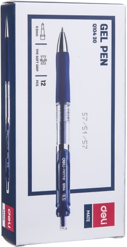 Набор ручек гелев. автоматическая Deli Mate (EQ10430-P) прозрачный/синий d=0.5мм син. черн. кор.карт. (12шт)