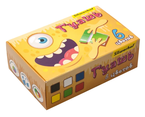 Гуашь Silwerhof Монстрики 6цв. бан. 20мл. картон.кор.