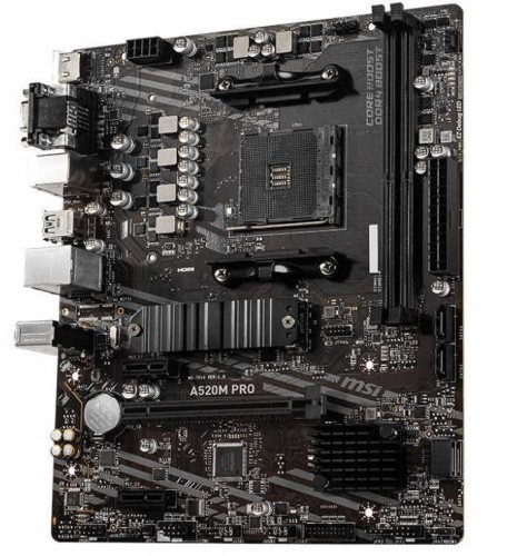 Материнская плата MSI A520M PRO Soc-AM4 AMD A520 2xDDR4 mATX AC`97 8ch(7.1) GbLAN RAID+VGA+HDMI+DP