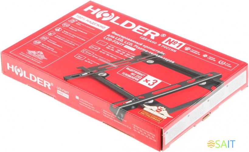 Кронштейн для телевизора Holder F2617-B черный 22"-40" макс.25кг настенный фиксированный