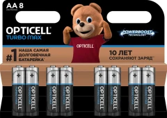 Батарея Opticell Turbo MAX LR6 AA (8шт) блистер