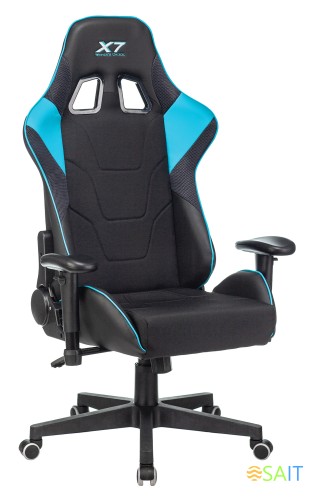 Кресло игровое A4Tech X7 GG-1100 черный/голубой текстиль/эко.кожа крестов. пластик