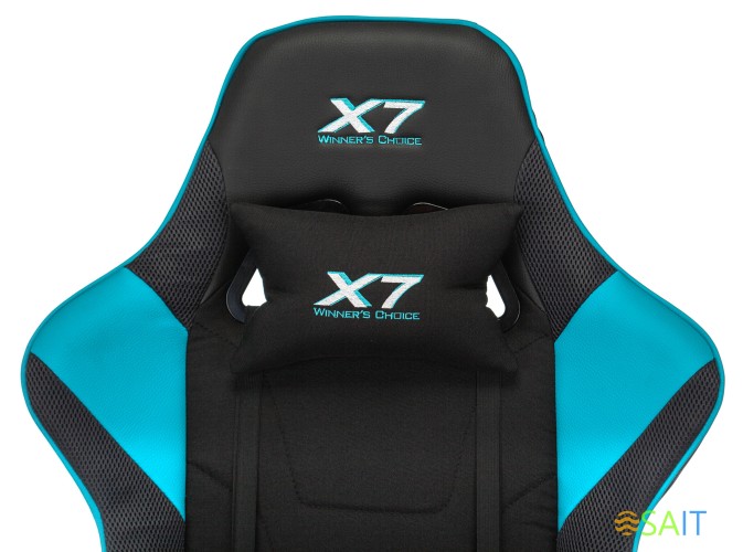 Кресло игровое A4Tech X7 GG-1100 черный/голубой текстиль/эко.кожа крестов. пластик