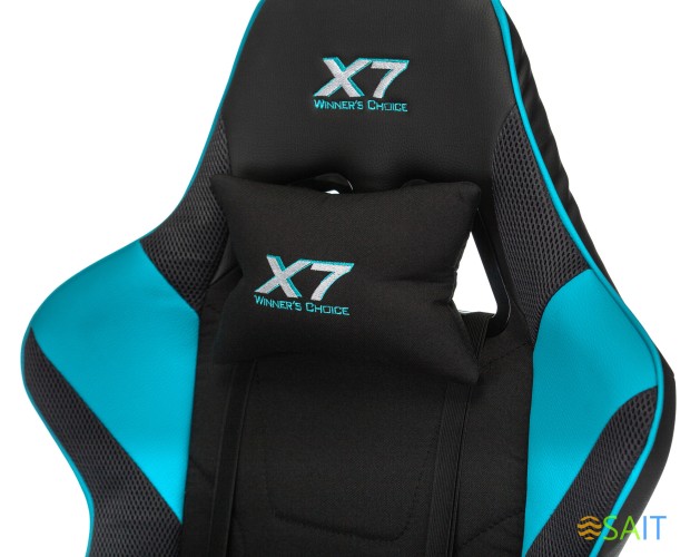Кресло игровое A4Tech X7 GG-1100 черный/голубой текстиль/эко.кожа крестов. пластик