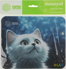Коврик для мыши Cactus White Cat рисунок 220x180x2мм (CS-MP-P06XS)