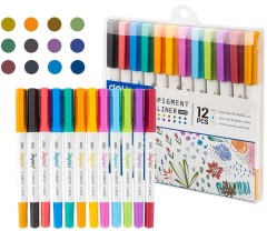 Набор ручек капилляр. Deli Inspira (EU302) d=0.5мм ассор. черн. игловидный пиш. наконечник линия 1.0мм 12цв.