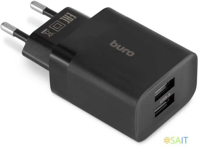 Сетевое зар./устр. Buro BUWE1 10.5W 2.1A 2xUSB универсальное черный (BUWE10S200BK)