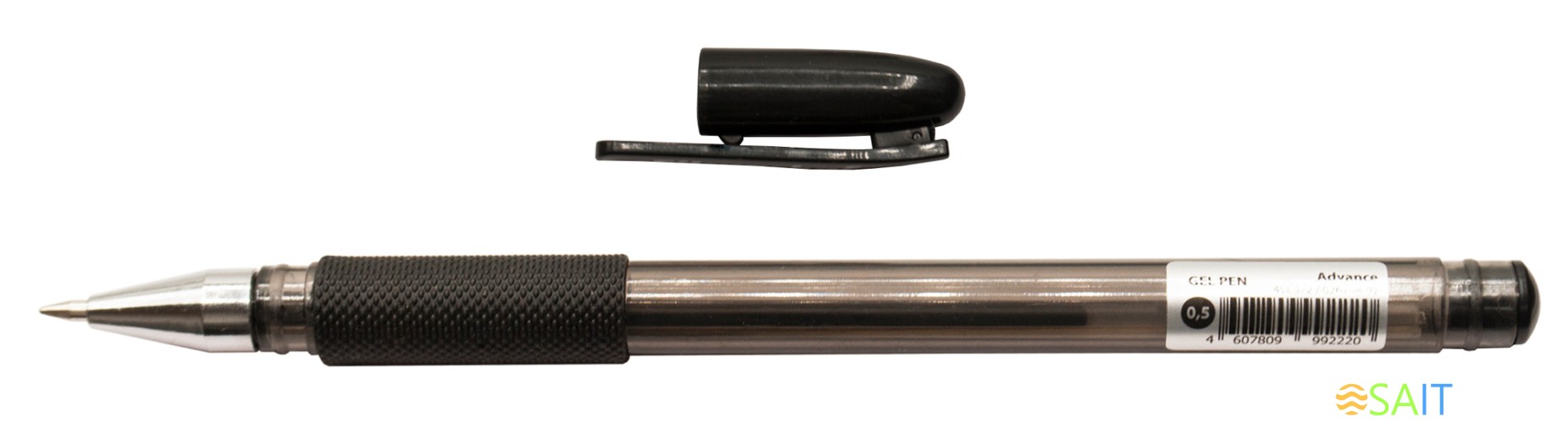 Ручка гелев. Silwerhof ADVANCE (026158-02) d=0.5мм черн. черн. кор.карт. сменный стержень линия 0.3мм резин. манжета