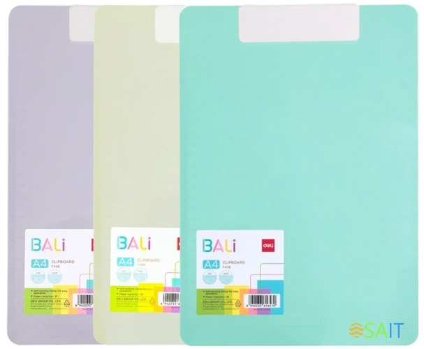 Папка-планшет Deli Bali EF408 полиэтилентерефталат ассорти самозащ.клип
