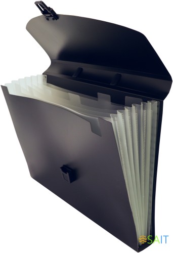 Портфель Бюрократ -BPP6BLCK 6 отдел. A4 пластик 0.7мм черный