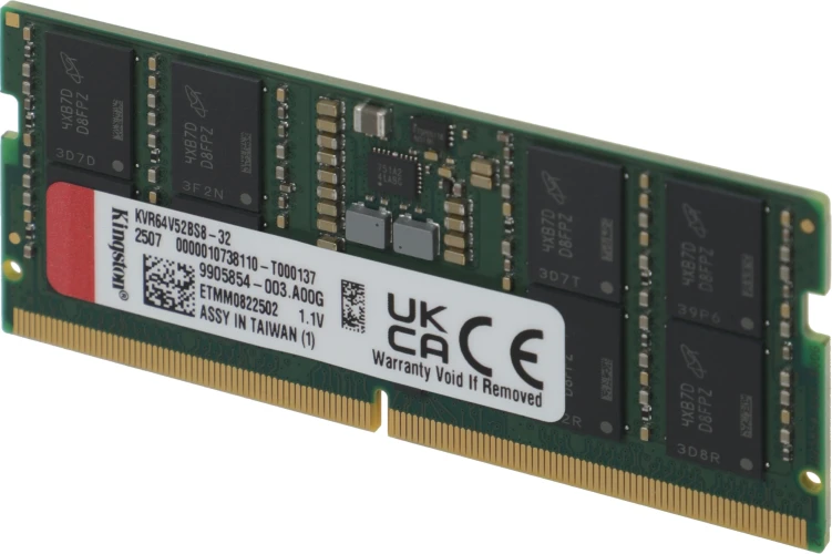 Память DDR5 32GB 6400MHz Kingston KVR64V52BS8-32 Valueram RTL PC5-51200 CL52 SO-DIMM 262-pin 1.1В single rank Ret