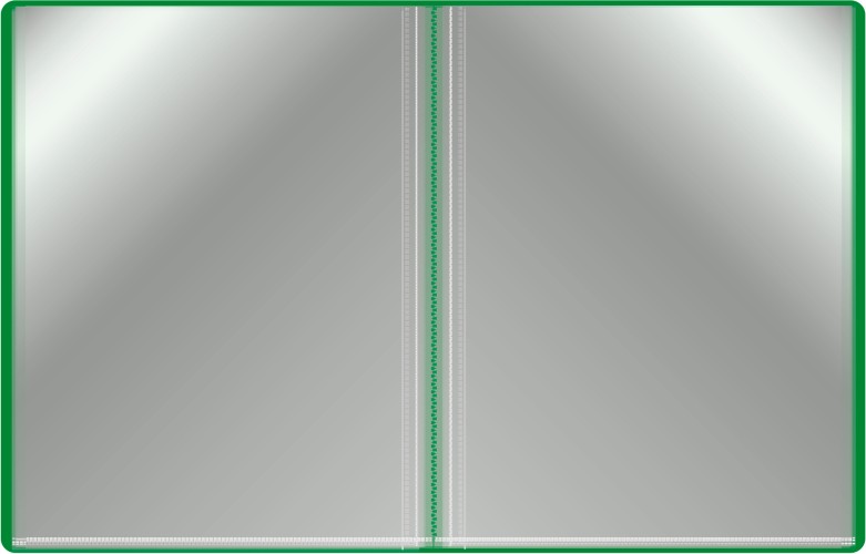 Папка с 80 прозр.вклад. Бюрократ -BPV80GRN A4 пластик 0.8мм торц.карм с бум. встав зеленый