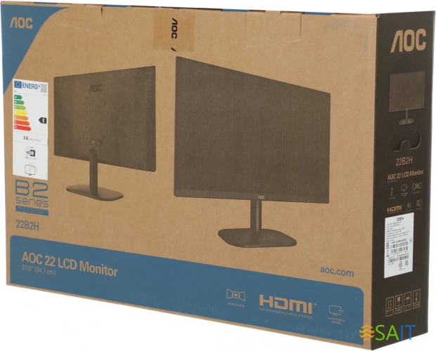 Монитор AOC 21.5" Value Line 22B2H(00/01) черный VA LED 16:9 HDMI матовая 200cd 178гр/178гр 1920x1080 75Hz VGA FHD 2.1кг