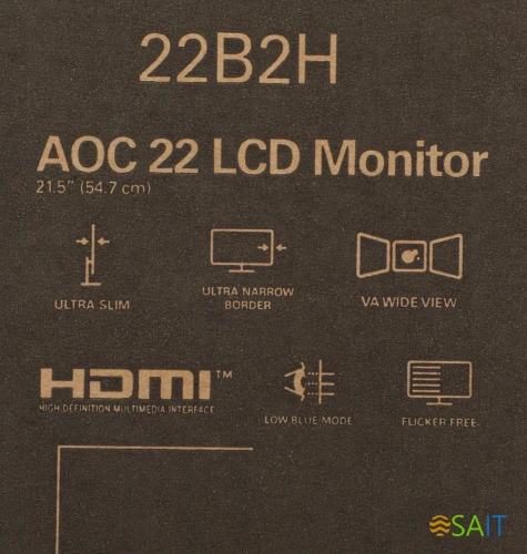 Монитор AOC 21.5" Value Line 22B2H(00/01) черный VA LED 16:9 HDMI матовая 200cd 178гр/178гр 1920x1080 75Hz VGA FHD 2.1кг
