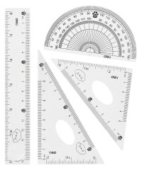 Набор линеек Deli MiYou EH657 пластик дл.15см ассорти компл.:лин.15см./треуг.2шт./трансп. пластиковый пакет с европодв.