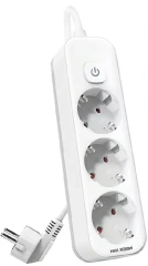 Сетевой фильтр Deli ET432 3м (3 розетки) белый (пакет ПЭ)